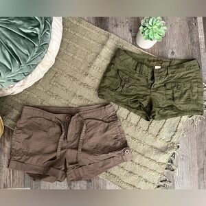 Olive and Brown Women's Shorts